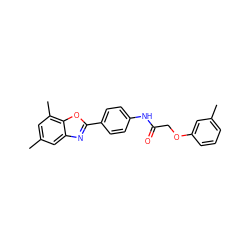 Cc1cccc(OCC(=O)Nc2ccc(-c3nc4cc(C)cc(C)c4o3)cc2)c1 ZINC000005198170