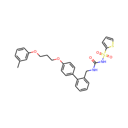 Cc1cccc(OCCCOc2ccc(-c3ccccc3CNC(=O)NS(=O)(=O)c3cccs3)cc2)c1 ZINC000026574667