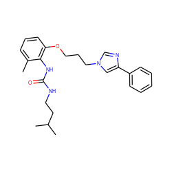 Cc1cccc(OCCCn2cnc(-c3ccccc3)c2)c1NC(=O)NCCC(C)C ZINC000013827826