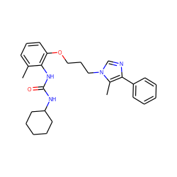 Cc1cccc(OCCCn2cnc(-c3ccccc3)c2C)c1NC(=O)NC1CCCCC1 ZINC000013827683