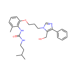 Cc1cccc(OCCCn2cnc(-c3ccccc3)c2CO)c1NC(=O)NCCC(C)C ZINC000013827834