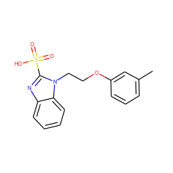 Cc1cccc(OCCn2c(S(=O)(=O)O)nc3ccccc32)c1 ZINC000002503395