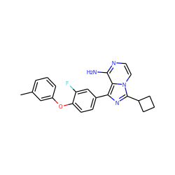 Cc1cccc(Oc2ccc(-c3nc(C4CCC4)n4ccnc(N)c34)cc2F)c1 ZINC000096168243