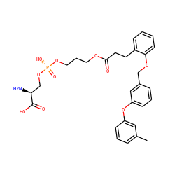 Cc1cccc(Oc2cccc(COc3ccccc3CCC(=O)OCCCO[P@](=O)(O)OC[C@H](N)C(=O)O)c2)c1 ZINC001772604335