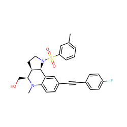 Cc1cccc(S(=O)(=O)N2CC[C@@H]3[C@H](CO)N(C)c4ccc(C#Cc5ccc(F)cc5)cc4[C@@H]32)c1 ZINC000095600775