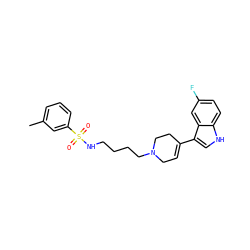 Cc1cccc(S(=O)(=O)NCCCCN2CC=C(c3c[nH]c4ccc(F)cc34)CC2)c1 ZINC000114602447