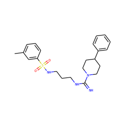 Cc1cccc(S(=O)(=O)NCCCNC(=N)N2CCC(c3ccccc3)CC2)c1 ZINC000043069367
