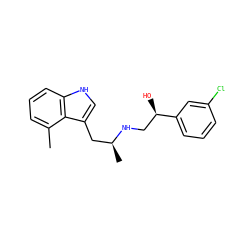 Cc1cccc2[nH]cc(C[C@H](C)NC[C@@H](O)c3cccc(Cl)c3)c12 ZINC000013488806