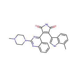 Cc1cccc2c(C3=C(c4nc(N5CCN(C)CC5)nc5ccccc45)C(=O)NC3=O)c[nH]c12 ZINC000095574167