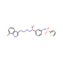 Cc1cccc2c(CCNC[C@H](O)c3cccc(NS(=O)(=O)c4cccs4)c3)c[nH]c12 ZINC000028459562