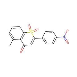 Cc1cccc2c1C(=O)C=C(c1ccc([N+](=O)[O-])cc1)S2(=O)=O ZINC000027194716