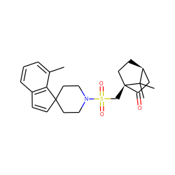 Cc1cccc2c1C1(C=C2)CCN(S(=O)(=O)C[C@]23CC[C@@H](CC2=O)C3(C)C)CC1 ZINC000100640448