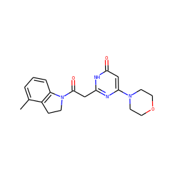 Cc1cccc2c1CCN2C(=O)Cc1nc(N2CCOCC2)cc(=O)[nH]1 ZINC000068248354