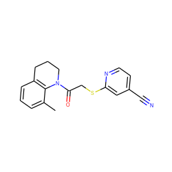 Cc1cccc2c1N(C(=O)CSc1cc(C#N)ccn1)CCC2 ZINC000138906592