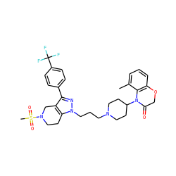 Cc1cccc2c1N(C1CCN(CCCn3nc(-c4ccc(C(F)(F)F)cc4)c4c3CCN(S(C)(=O)=O)C4)CC1)C(=O)CO2 ZINC000034804813