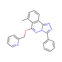 Cc1cccc2c1c(OCc1ccccn1)nn1c(-c3ccccc3)nnc21 ZINC000013560017