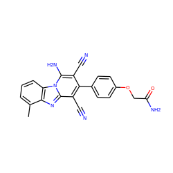 Cc1cccc2c1nc1c(C#N)c(-c3ccc(OCC(N)=O)cc3)c(C#N)c(N)n12 ZINC000072176421