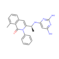 Cc1cccc2cc([C@H](C)Nc3cc(N)nc(N)n3)n(-c3ccccc3)c(=O)c12 ZINC000088345819