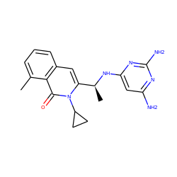 Cc1cccc2cc([C@H](C)Nc3cc(N)nc(N)n3)n(C3CC3)c(=O)c12 ZINC000088345720