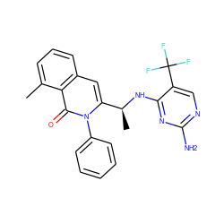 Cc1cccc2cc([C@H](C)Nc3nc(N)ncc3C(F)(F)F)n(-c3ccccc3)c(=O)c12 ZINC000088346153