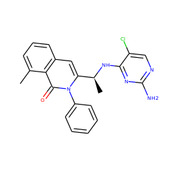 Cc1cccc2cc([C@H](C)Nc3nc(N)ncc3Cl)n(-c3ccccc3)c(=O)c12 ZINC000088345800