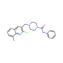 Cc1cccc2cc(CN3CCN(C(=O)Nc4ccccc4)CC3)c(Cl)nc12 ZINC000038268106