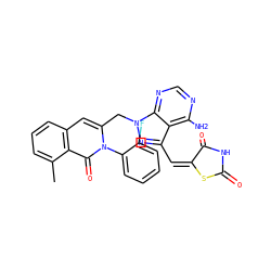 Cc1cccc2cc(Cn3nc(/C=C4/SC(=O)NC4=O)c4c(N)ncnc43)n(-c3ccccc3F)c(=O)c12 ZINC000142897354