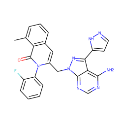 Cc1cccc2cc(Cn3nc(-c4ccn[nH]4)c4c(N)ncnc43)n(-c3ccccc3F)c(=O)c12 ZINC000088346114