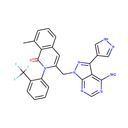 Cc1cccc2cc(Cn3nc(-c4cn[nH]c4)c4c(N)ncnc43)n(-c3ccccc3C(F)(F)F)c(=O)c12 ZINC000145974417