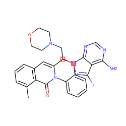 Cc1cccc2cc(Cn3nc(I)c4c(N)ncnc43)n(-c3ccccc3OCCN3CCOCC3)c(=O)c12 ZINC000164992229