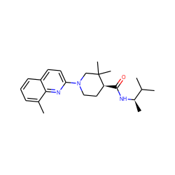 Cc1cccc2ccc(N3CC[C@H](C(=O)N[C@H](C)C(C)C)C(C)(C)C3)nc12 ZINC001772571150