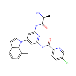 Cc1cccc2ccn(-c3cc(NC(=O)c4ccc(Cl)cn4)nc(NC(=O)[C@H](C)N)c3)c12 ZINC001772640273