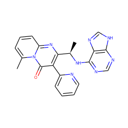 Cc1cccc2nc([C@@H](C)Nc3ncnc4[nH]cnc34)c(-c3ccccn3)c(=O)n12 ZINC000114790153