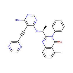 Cc1cccc2nc([C@H](C)Nc3ncnc(N)c3C#Cc3cnccn3)n(-c3ccccc3)c(=O)c12 ZINC000219077742