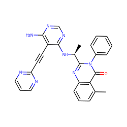 Cc1cccc2nc([C@H](C)Nc3ncnc(N)c3C#Cc3ncccn3)n(-c3ccccc3)c(=O)c12 ZINC000219034096