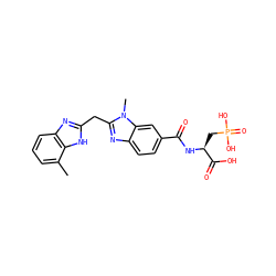 Cc1cccc2nc(Cc3nc4ccc(C(=O)N[C@@H](CP(=O)(O)O)C(=O)O)cc4n3C)[nH]c12 ZINC000003587853