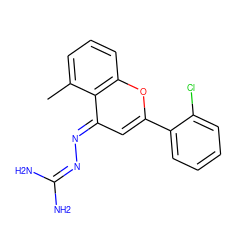 Cc1cccc2oc(-c3ccccc3Cl)c/c(=N\N=C(N)N)c12 ZINC000013474680