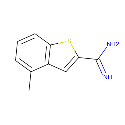 Cc1cccc2sc(C(=N)N)cc12 ZINC000027215355