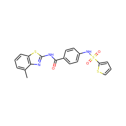 Cc1cccc2sc(NC(=O)c3ccc(NS(=O)(=O)c4cccs4)cc3)nc12 ZINC000004732545