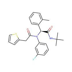 Cc1ccccc1[C@@H](C(=O)NC(C)(C)C)N(C(=O)Cc1cccs1)c1cccc(F)c1 ZINC000095580330