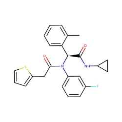 Cc1ccccc1[C@@H](C(=O)NC1CC1)N(C(=O)Cc1cccs1)c1cccc(F)c1 ZINC000095577087