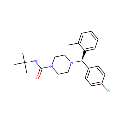 Cc1ccccc1[C@@H](c1ccc(Cl)cc1)N1CCN(C(=O)NC(C)(C)C)CC1 ZINC000042922870