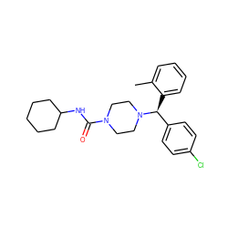 Cc1ccccc1[C@@H](c1ccc(Cl)cc1)N1CCN(C(=O)NC2CCCCC2)CC1 ZINC000040423778