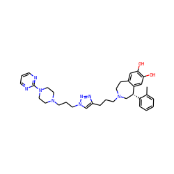 Cc1ccccc1[C@@H]1CN(CCCc2cn(CCCN3CCN(c4ncccn4)CC3)nn2)CCc2cc(O)c(O)cc21 ZINC000049695592