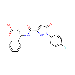 Cc1ccccc1[C@H](CC(=O)O)NC(=O)c1cc(=O)n(-c2ccc(F)cc2)[nH]1 ZINC000095557009