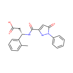 Cc1ccccc1[C@H](CC(=O)O)NC(=O)c1cc(=O)n(-c2ccccc2)[nH]1 ZINC000095556269