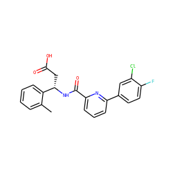 Cc1ccccc1[C@H](CC(=O)O)NC(=O)c1cccc(-c2ccc(F)c(Cl)c2)n1 ZINC000261115834