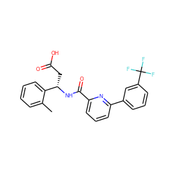 Cc1ccccc1[C@H](CC(=O)O)NC(=O)c1cccc(-c2cccc(C(F)(F)F)c2)n1 ZINC000261128161