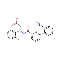 Cc1ccccc1[C@H](CC(=O)O)NC(=O)c1cccc(-c2ccccc2C#N)n1 ZINC000261142836