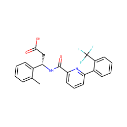 Cc1ccccc1[C@H](CC(=O)O)NC(=O)c1cccc(-c2ccccc2C(F)(F)F)n1 ZINC000261159371